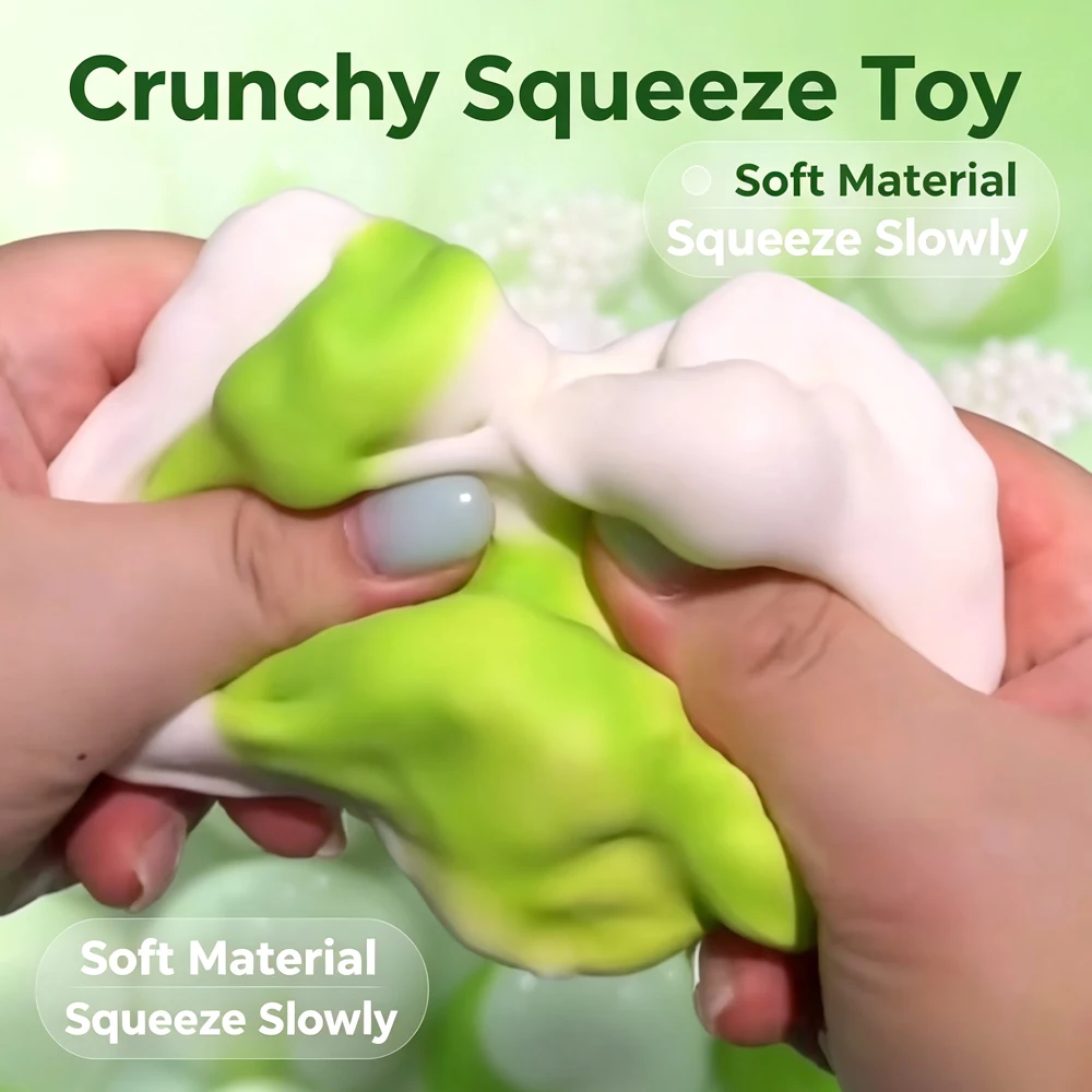 Pistachio Crunchy Squeeze Fidget Toy, Filled Round Block Squishy Stress Ball, ASMR Sensory Toy for ADHD Stress Relief, Novelty