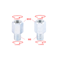 2PCS Pair Scooter Motorcycle Rear Mirror Adapters M10 M8 8mm Anti-clockwise Right Left hand thread Changing Screw Coupling Nut