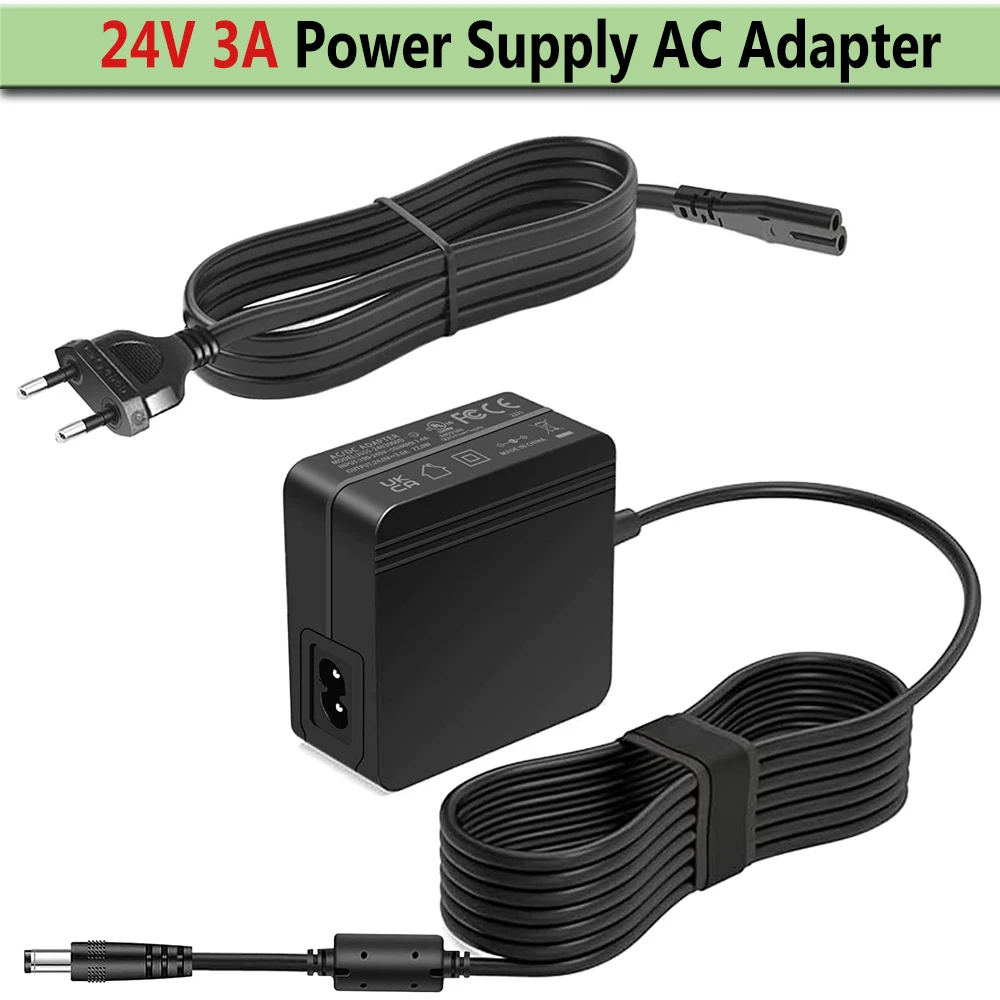 

24V 3A Power Supply AC Adapter for 5050 3528 LED Strip Light 3D Printer LED Driver CCTV Security System LCD Monitor