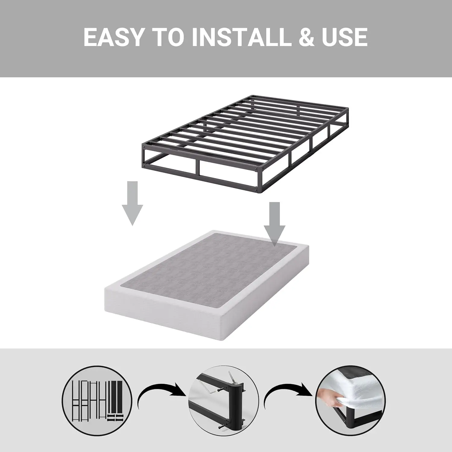 Twin-Box-Spring, Twin Box Spring,5 Inch Zware Twin Size Box Spring, Matras Foundation, Snelle Montage, Lawaai Vrij