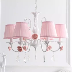 Pink Children's Room Chandeliers Korean Style European Style Flower Bud Flower Lamps Warm Princess Room Girl Bedroom Chandelier