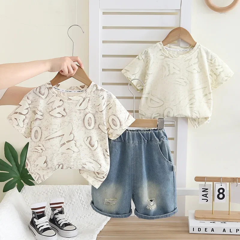 

New Summer Baby Clothes Suit Children Boys Short Sleeved T-Shirt Shorts 2Pcs/Sets Infant Casual Letter Costume Kids Tracksuits