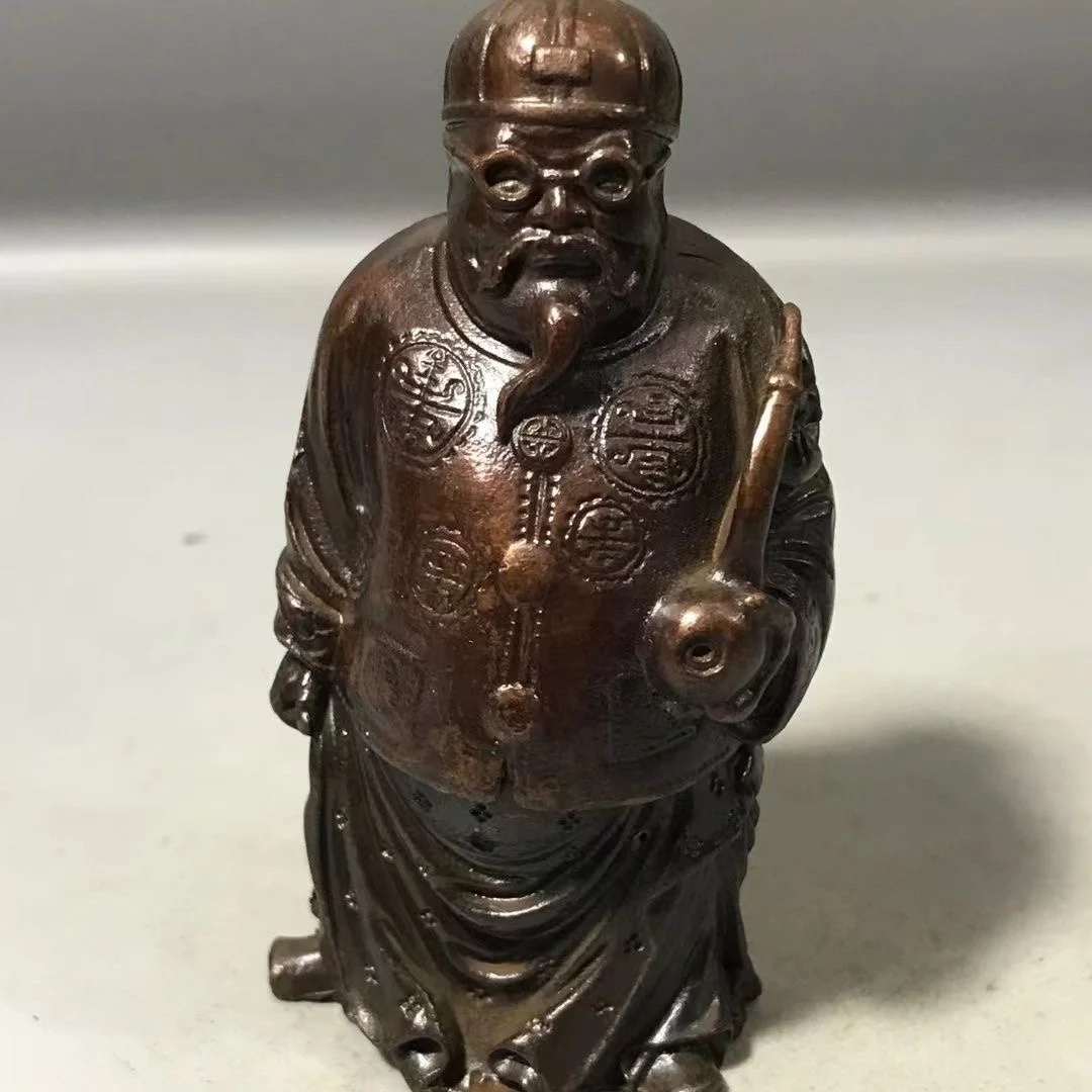 

Money shopkeeper Fushou old landlord ornaments a Wanli tea table alloy copper tea pet desktop ornaments