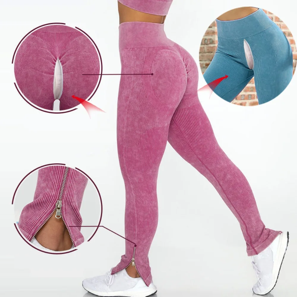 

Peach Butt Fitness Pants for Women, Invisible Crotch, Zipper, High Waist, Hip Lift, Yoga Pants, Running Sports Tights, Outdoor S