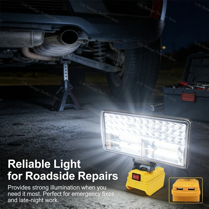

8 In LED Work Light for Dewalt DCB200 18V 20V Li-ion Battery Portable Jobsite Flashlight USB Power Bank Fishing Emergency Light