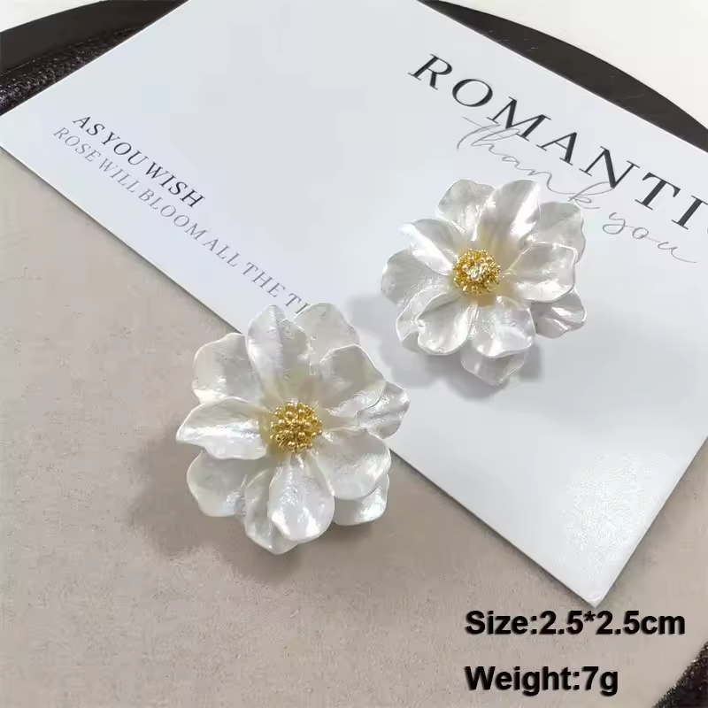 Pure White Women's Dangle Earrings Blooming Flower Acrylic Enamel Butterfly Imitation Pearl Heart Hanging Earrings Elegant brinc - Image 27