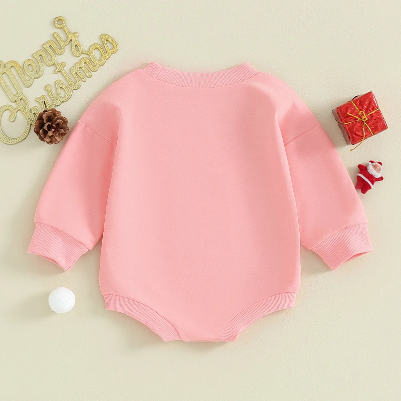 Newborn Baby Girl Boy Christmas Outfits Long Sleeve Oversized Sweatshirt  Bubble Romper Infant Xmas Clothes