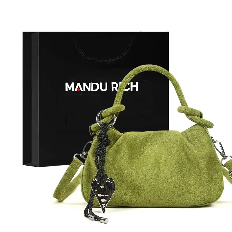 

Новая французская нишевая плиссированная сумка-облако 2026 года, ретро-сумка из замши для города, на плечо, мессенджер, маленькая сумка