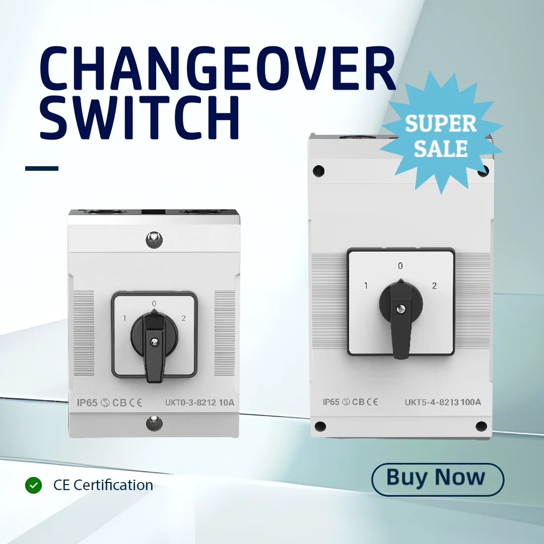 IP65 4P40A 3 Position Rotary Selector Changeover Cam Switch 1-0-2 With Waterproof Box Interruptor three position Transfer switch