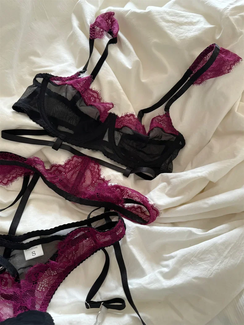 

Сексуальный комплект с бюстгальтером, бесшовный комплект с бюстгальтером и трусиками, тонкий кружевной бюстгальтер с леопардовым принтом, нижнее белье из трех предметов, атласное новое регулируемое нижнее белье