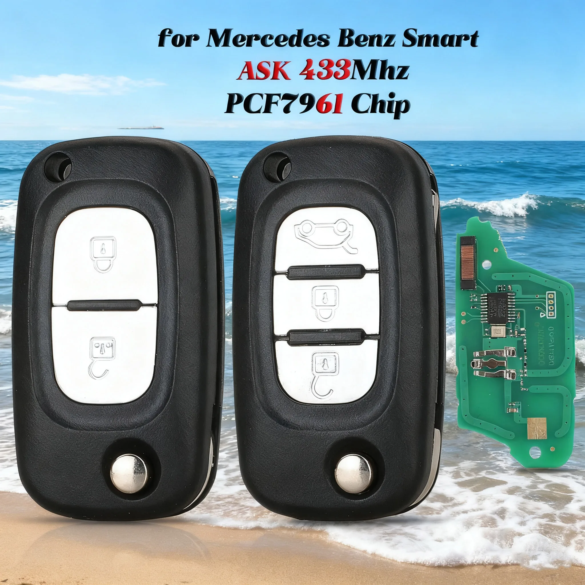 

Jingyuqin 2/3 кнопки оригинальный 433 МГц ASK флип-ключ дистанционного управления для Mercedes Benz Smart Fortwo 453 Forfour Citan PCF7961 чип-брелок