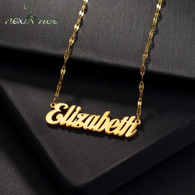 Nextvance Lip Chain Custom Name Necklace For Women Girl Best Birthday Jewelry Gift Personalized Stainless Steel Choker