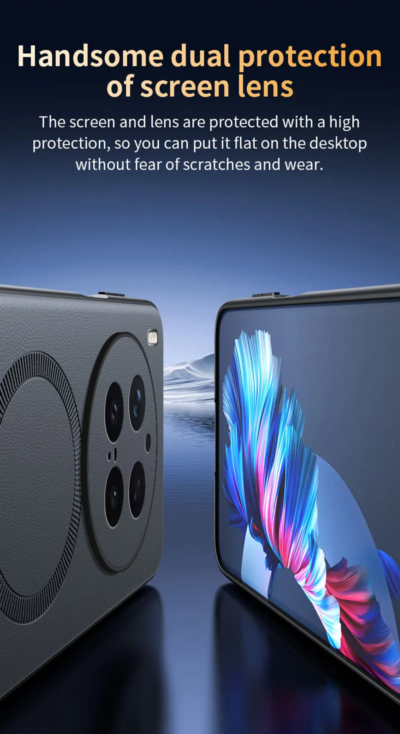 Für VIVO X300 Pro: Magnetische Schutzhülle aus Leder, Anti-Fingerabdruck, rutschfest, aus PC+TPU. – Detail 16