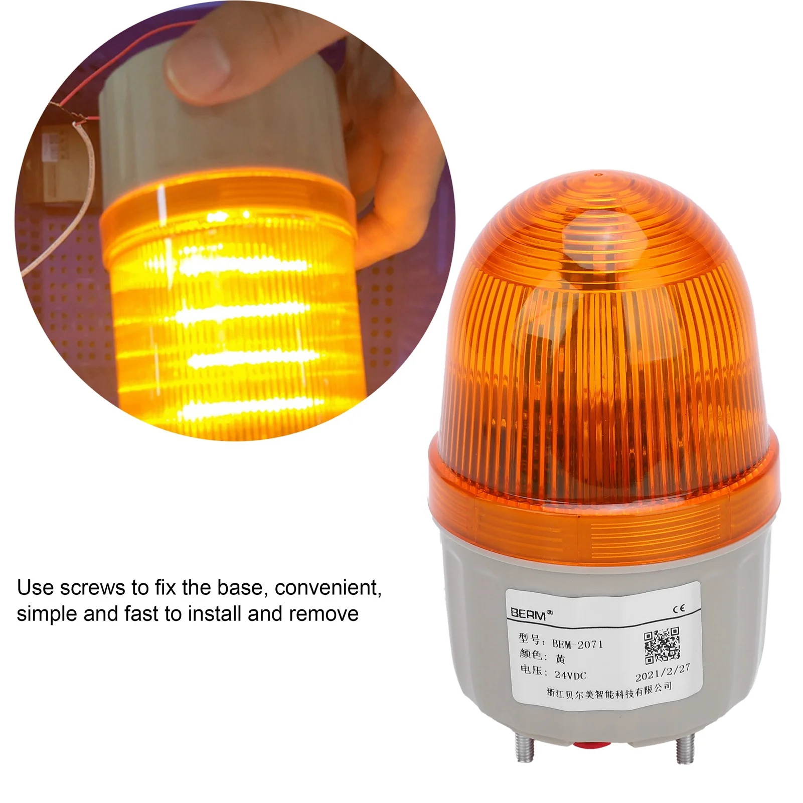 BERM Emergency Warning Light ABS Material Waterproof Use Screws To Fix The Base Factories Office Buildings LED Sound Alarm Lamp