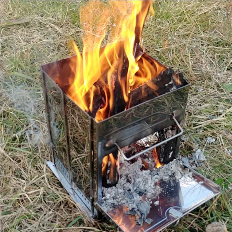 كبير للطي موقد الخشب المحمولة موقد للتخييم في الهواء الطلق الظهر موقد الخشب التخييم شواء شواء نزهة أدوات الطبخ #6