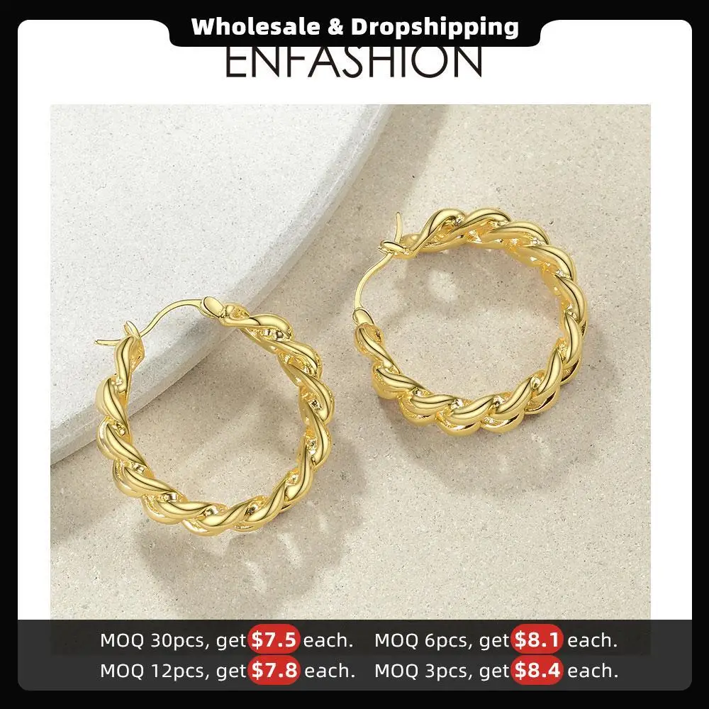 ENFASHION Punk Small Link Chain Hoop Earrings For Women Gold Color Round Hoops Earings Fashion Jewelry Pendientes Mujer E191088