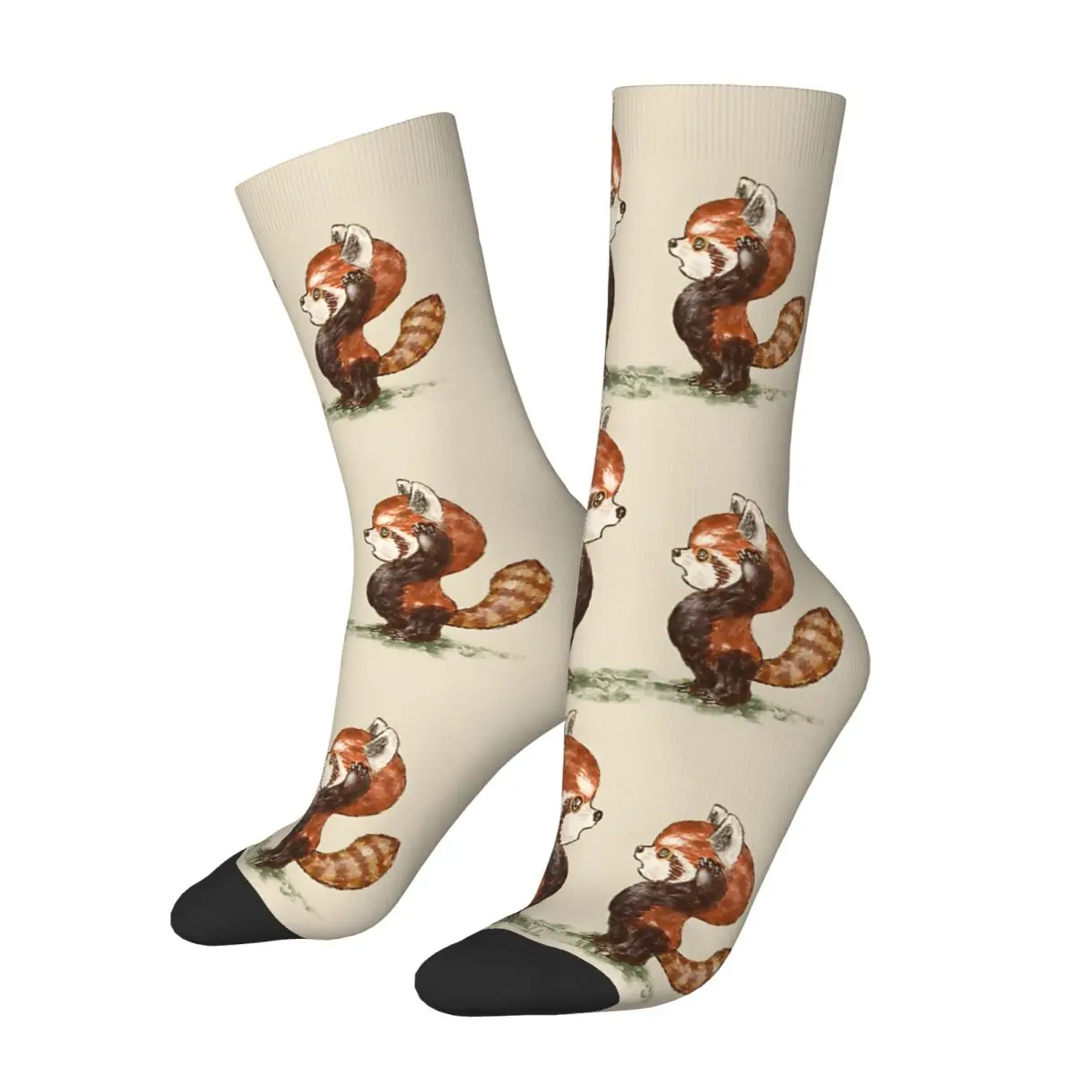 Red Pandas Facing Each Other Kawaii Socks Sports Cartoon Pattern Socks