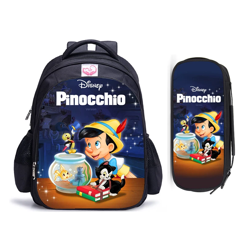 16 Inch Cartoon Disney Pinocchio Children School Bags Orthopedic Backpack Kids School Boys Girls Mochila Infantil Cartoon Bags