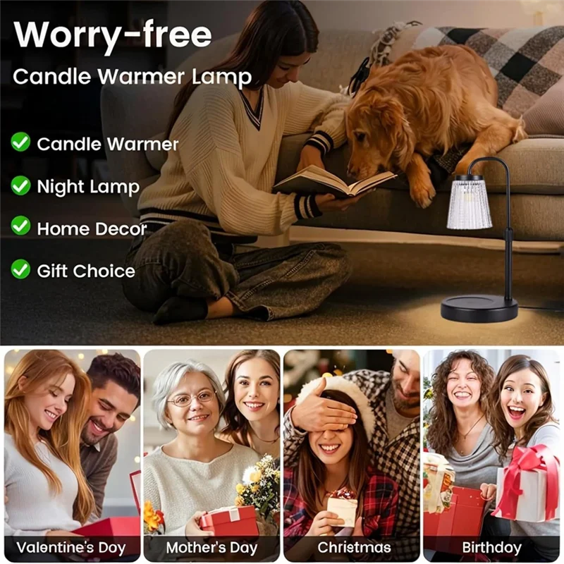 LICE-โคมไฟเทียนไฟฟ้า,ปรับความสูงได้,เทียนอุ่นพร้อมตัวจับเวลา Dimmer,2 หลอดไฟ,ตกแต่งห้องนอน,ของขวัญตกแต่งบ้าน