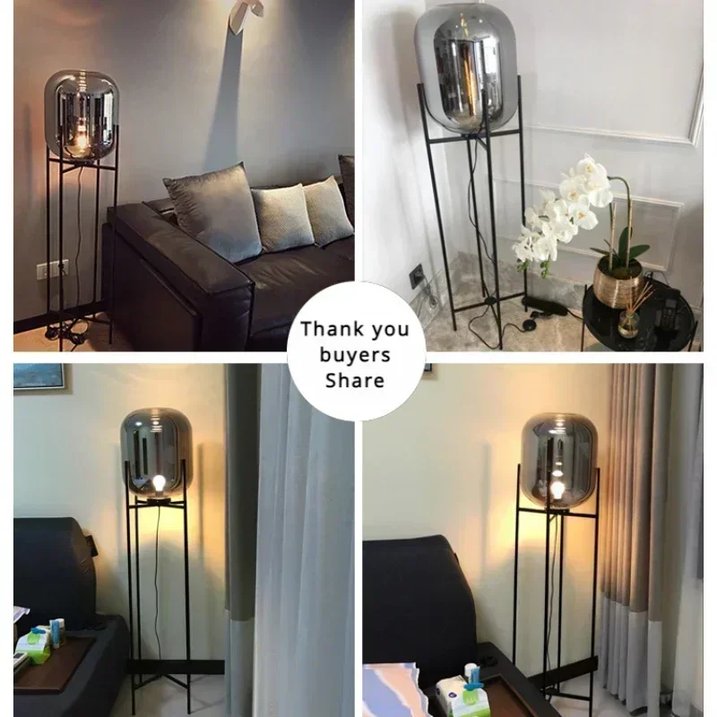 Nordic Floor Lamp Designer Minimalist Salon Oval Glass Lampshade Led Lights Home Decor Room Bedroom Floor Lamp for Living Room image 6