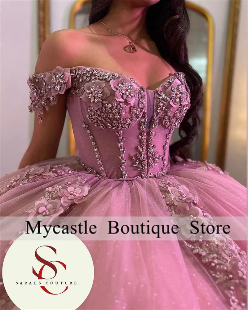 Shinning Crystal Pink Ball Gown Quinceanera Dresses 2025 Lace Up Customized Sweet 16 Dress Customized vestidos de 15 años