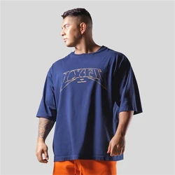 Vintage Men'S T-Shirt Design Letters Print T Shirts For Men Loose Oversized-Shirts Fashion Top Sport Tees Street Casual Clothing