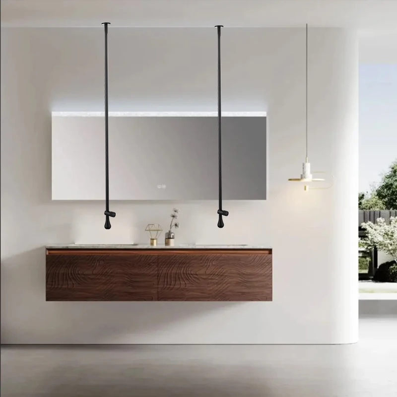 Luxury Matte Black Brass Ceiling Style Water Outlet Faucet，Modern Wall-Mounted Handle Dual Use Bathroom Sink Bathtub Fixture