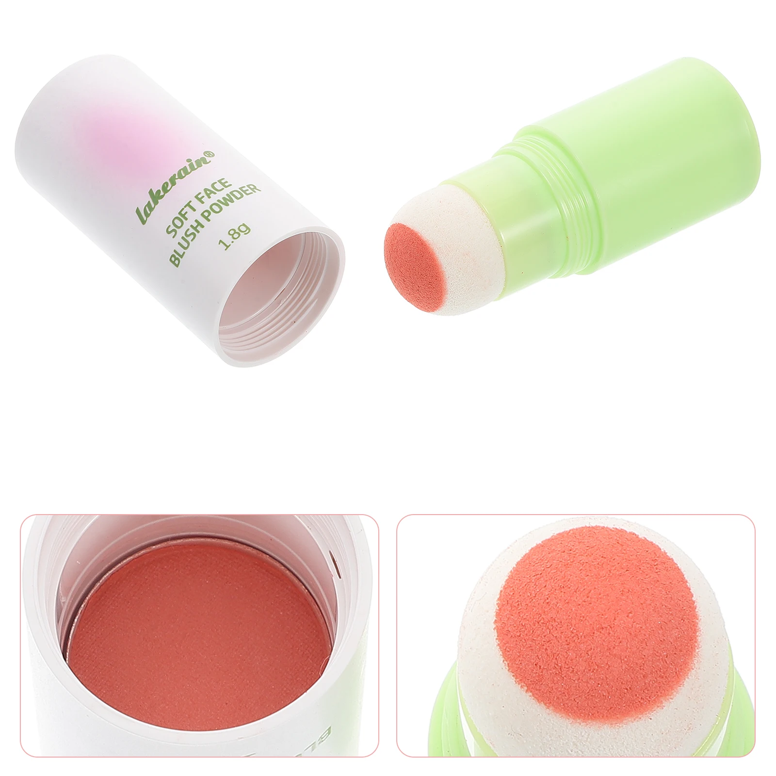 

Blush Stick Coral Orange Matte Finish Longlasting Sponge Tip Fine Powder Compact Cheek Makeup Stick Portable