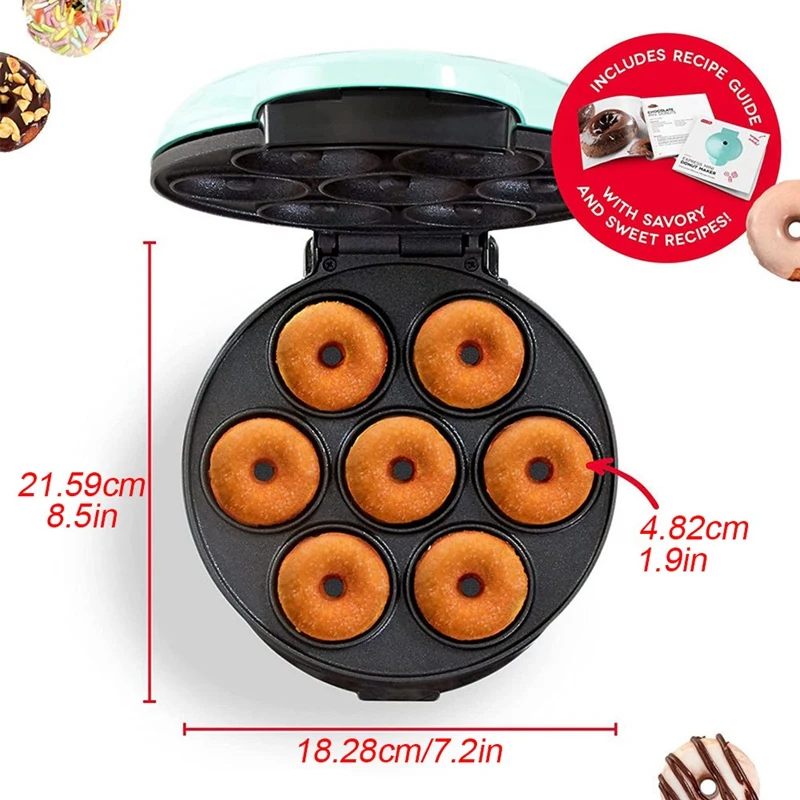 Electric Donut Maker riscaldamento automatico Egg Cake macchina per la cottura del pane 700W cucina colazione fa 7 ciambelle US Plug