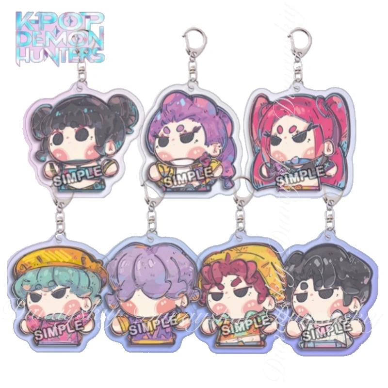 

KPop Demon Hunters Anime Movie Mira Zoey Rumi And 5.5cm Double-sided Laminated Acrylic Keychain Cosplay Costume Anime Single Set