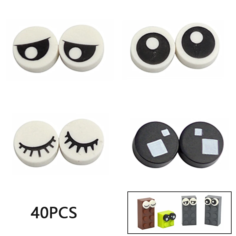 Round Tile Building Blocks Part MOC Bricks Cartoon Eyes 4 Kinds Model Accessories Emotional Expression Compatible 98138