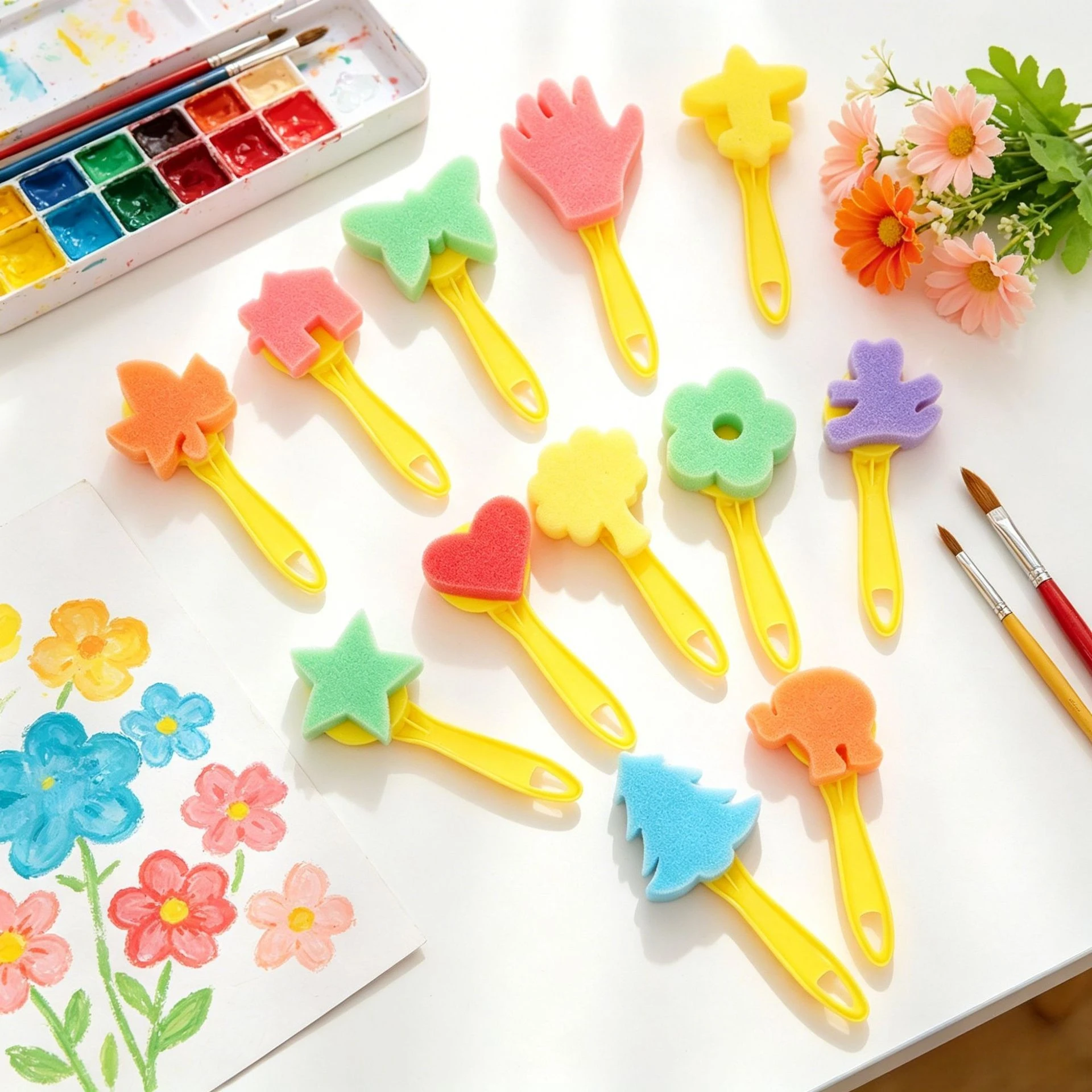 12Pcs Art Painting Sponge Brus - đánh giá và giá Art Craft Activities