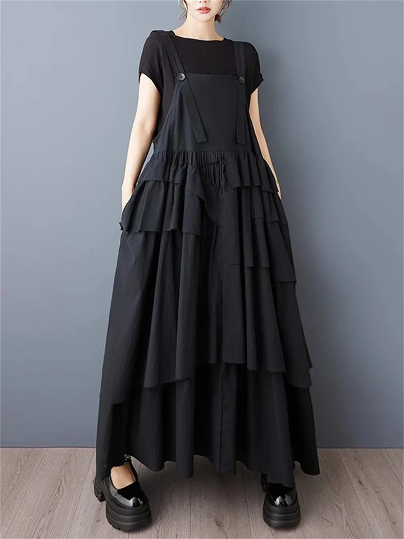 Oversized Women's Summer Patchwork Dress with Color Blocking, Asymmetric Hem & Adjustable Straps – Niche Casual Design G209