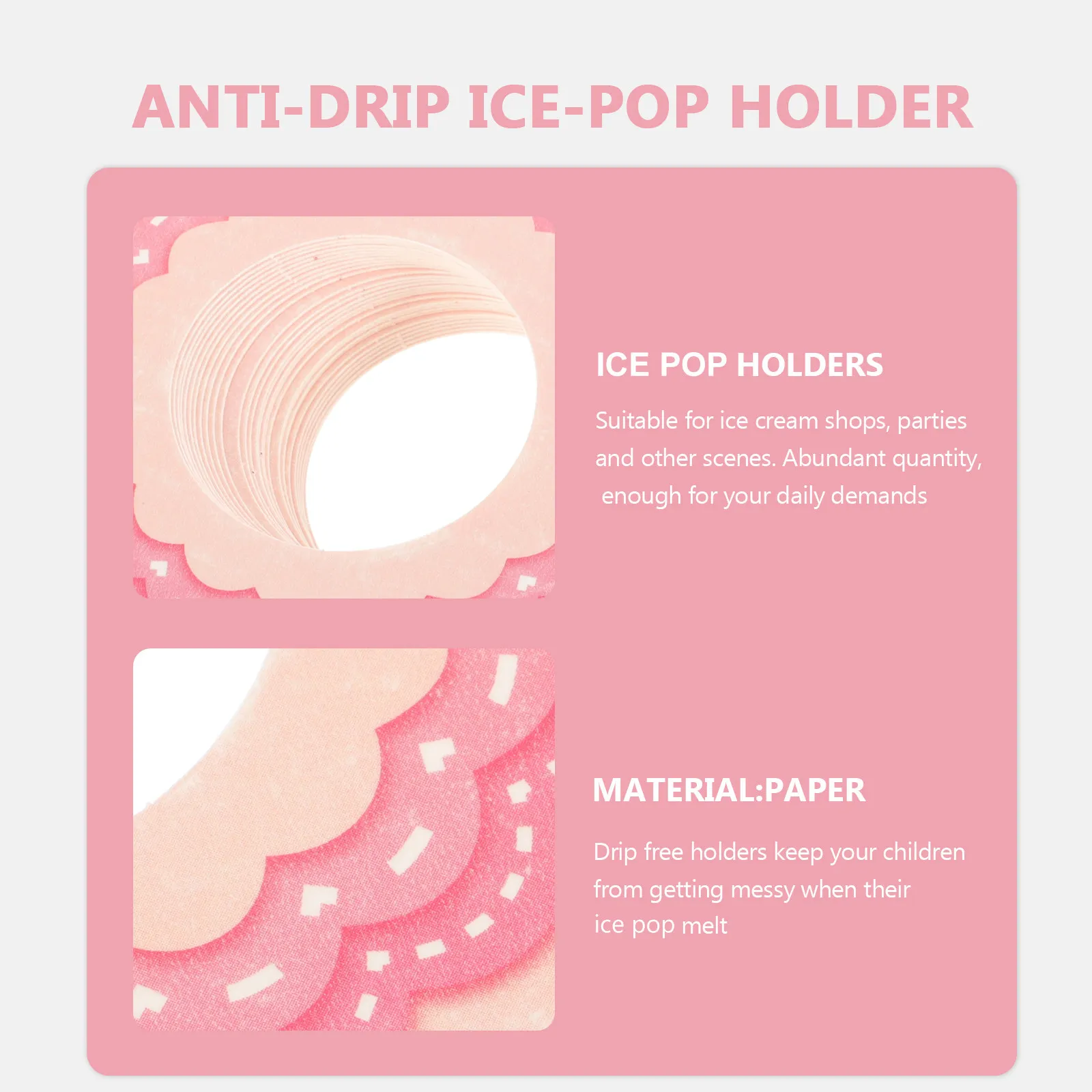 50pcs Anti-Drip Ice Pop Paper Holders – Drip-Free Popsicle Holders for Kids, Ice Cream Shops & Home Use