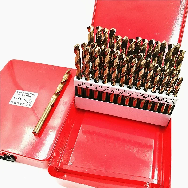 41/51 Pcs HSS M35 Cobalt Straight Shank Twist Drill Bit Set with Metal Case Power Tools Accessories for Stainless Steel Wood