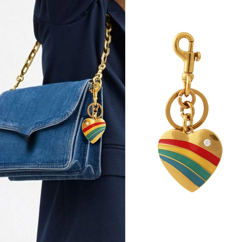 

Rainbow Peach Heart Bag Hanging, Love Pendant Fashionable Versatile Resin Alloy Pendant, Keychain, Bag Charm
