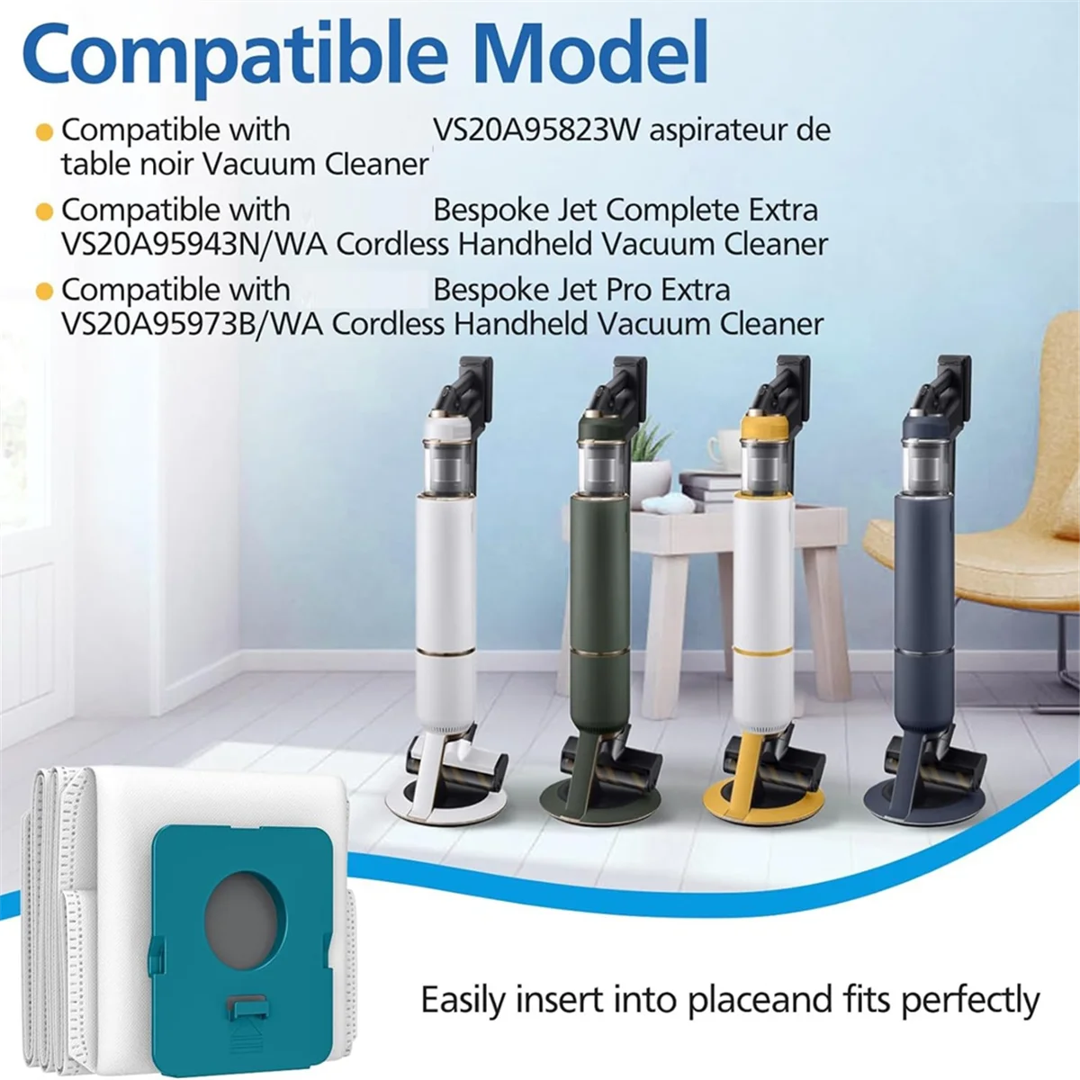 M17K Confezione da 8 sacchetti per la polvere VCA-ADB952 compatibili con Samsung Bespoke Jet Pro Extra/Complete Aspirapolvere portatile extra