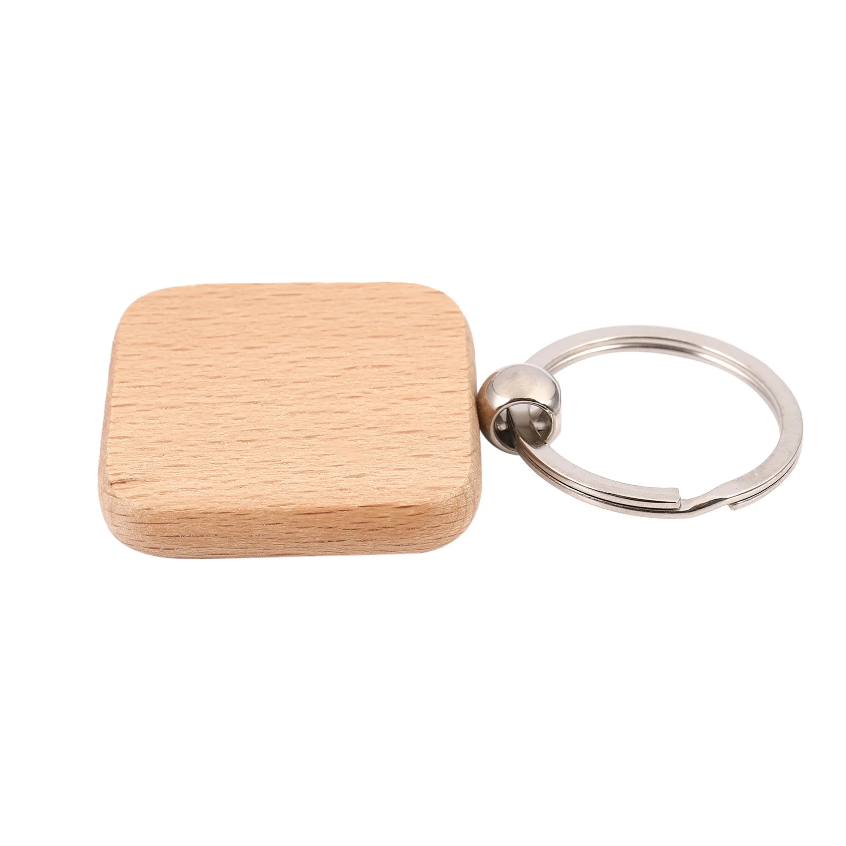 

AT82-60Pcs Blank Square Wooden Keychain DIY Key Tag Gift