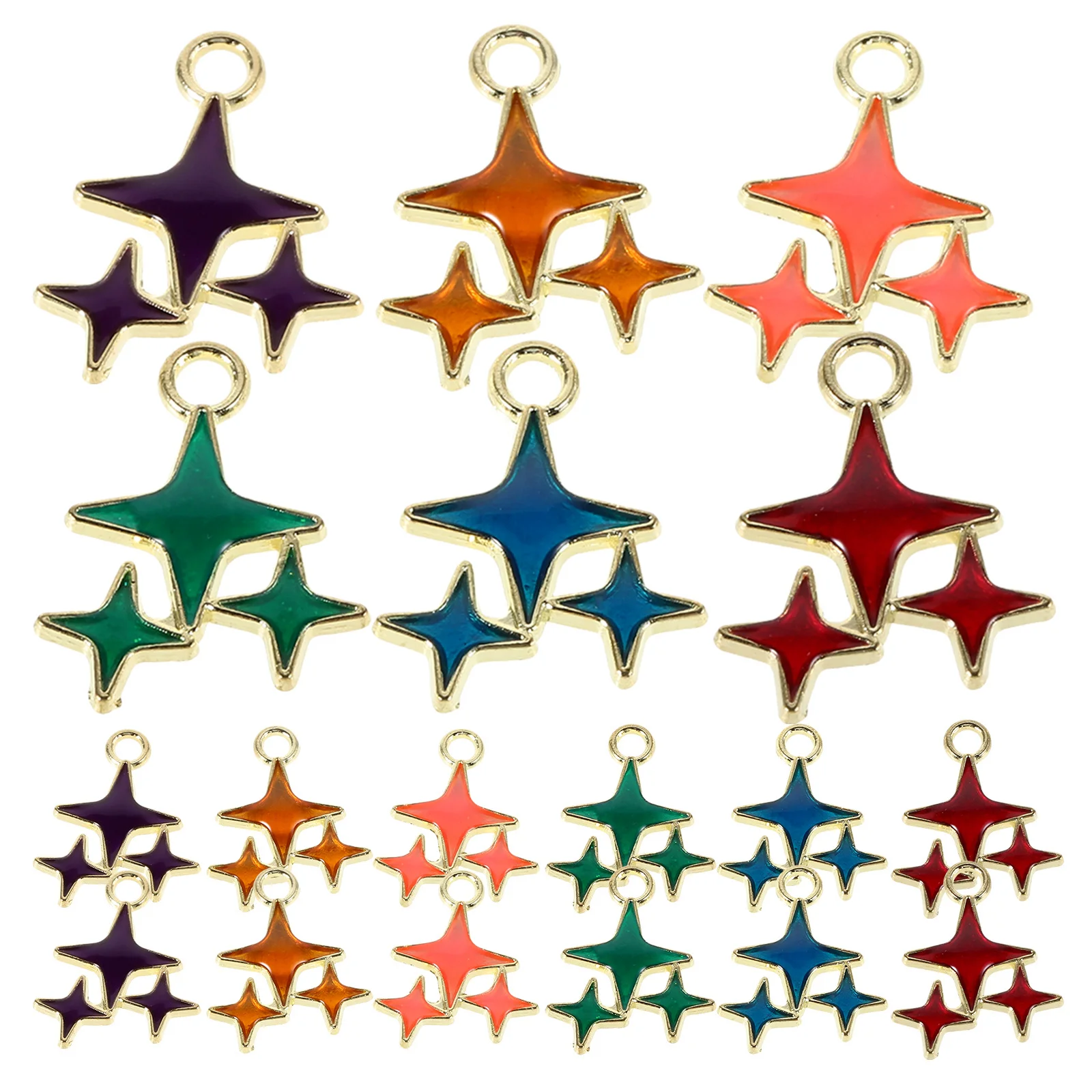 

60Pcs Star Alloy Earrings Charms Transparent Enamel DIY Jewelry Making Pendants Bracelets Hair Rings Craft Supplies
