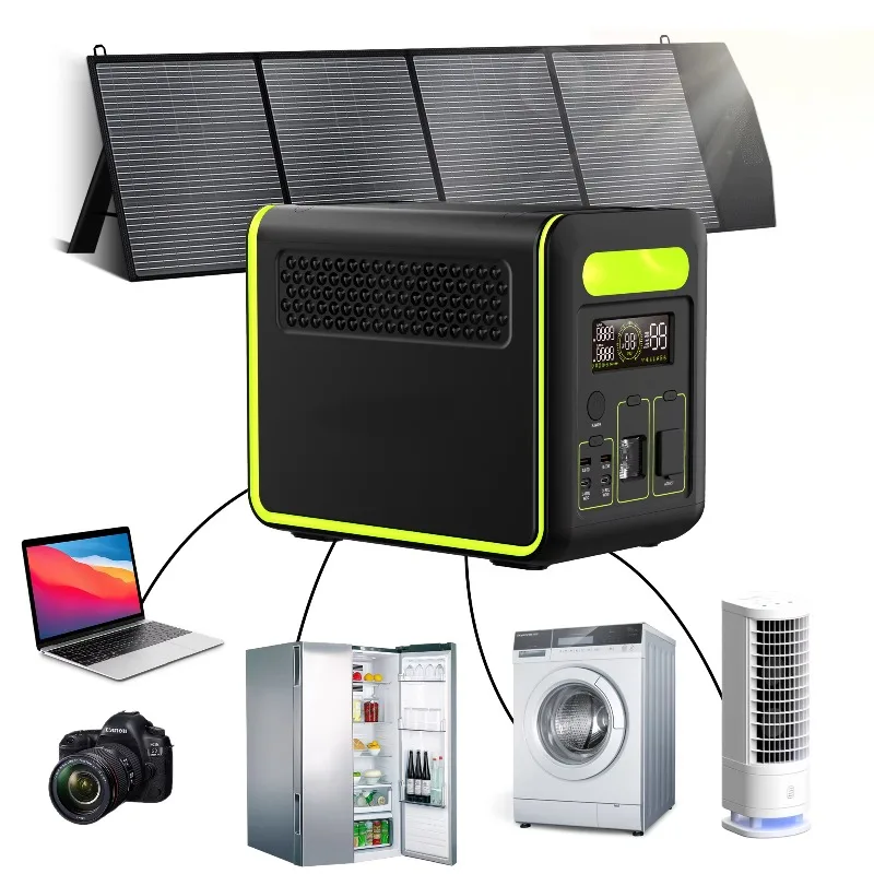 

1200W Portable Battery Power Station Pure Sine Wave Inverter Solar Panel Flashlight for Car Camping/RV/Emergency Backup Power