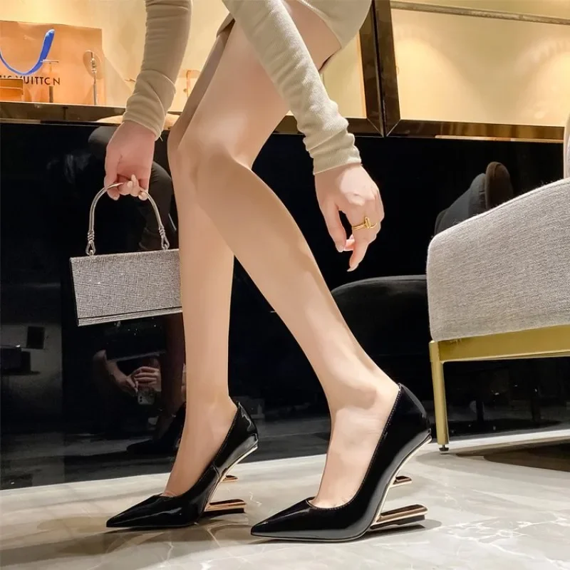 Tacones altos para mujer, moda de talla grande 45, tacones altos de aguja con punta estrecha, zapatos de mujer de 12cm, zapatos de boda para Bar y banquete, rojo y rosa