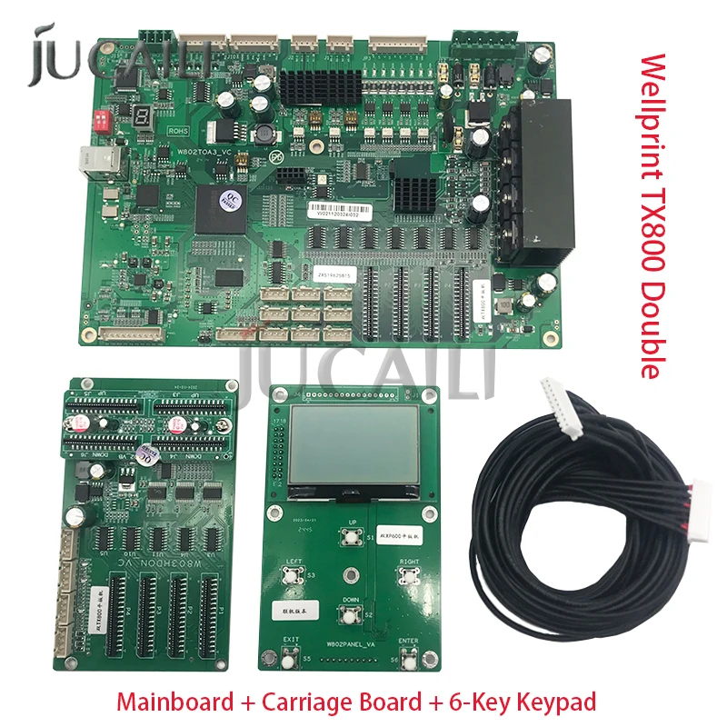 JUCAILI TX800 Double Heads board Kit for Wellprint 2-Head Flatbed 6-Key Keypad & Cables UV/Direct-to-Garment Printer Control