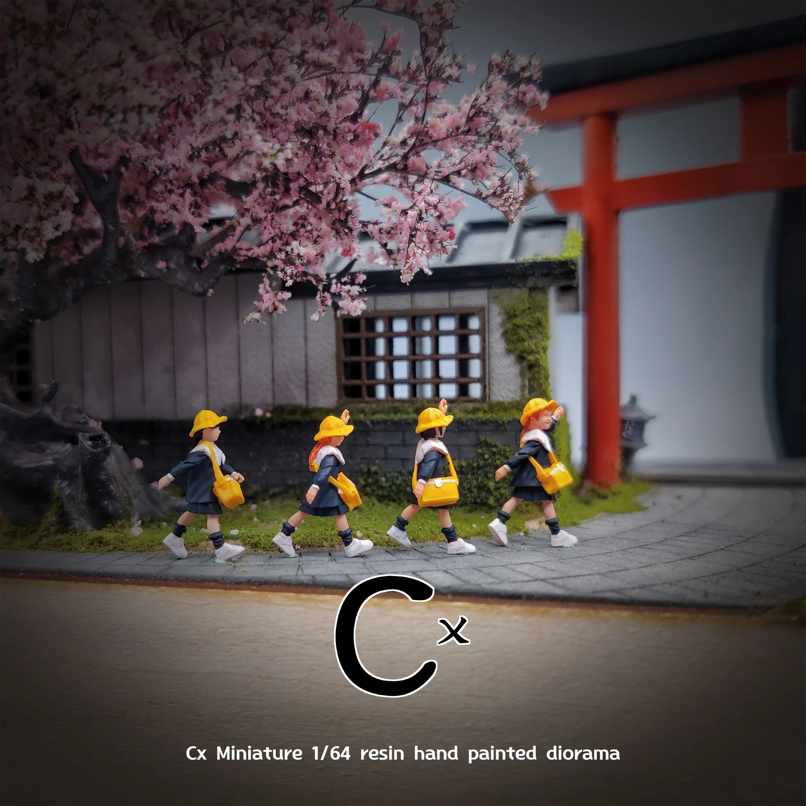 Cx  1/64 Scale Figurines Model Little Yellow Hat Quartet Collection Miniature Hand-painted