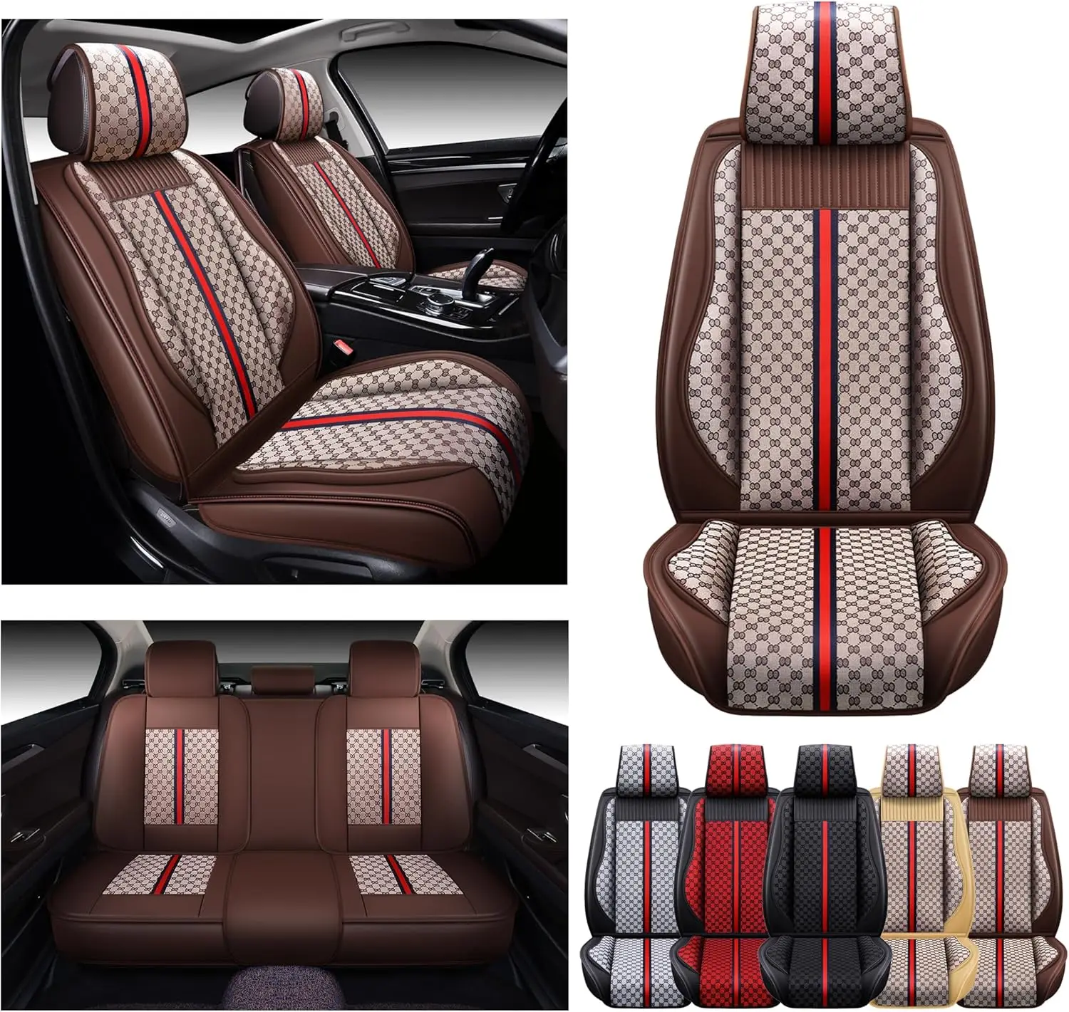 

Car Seat Covers Premium Waterproof Faux Leather Cushion Universal Accessories Fit SUV Truck Sedan Automotive Vehicle Auto Interi