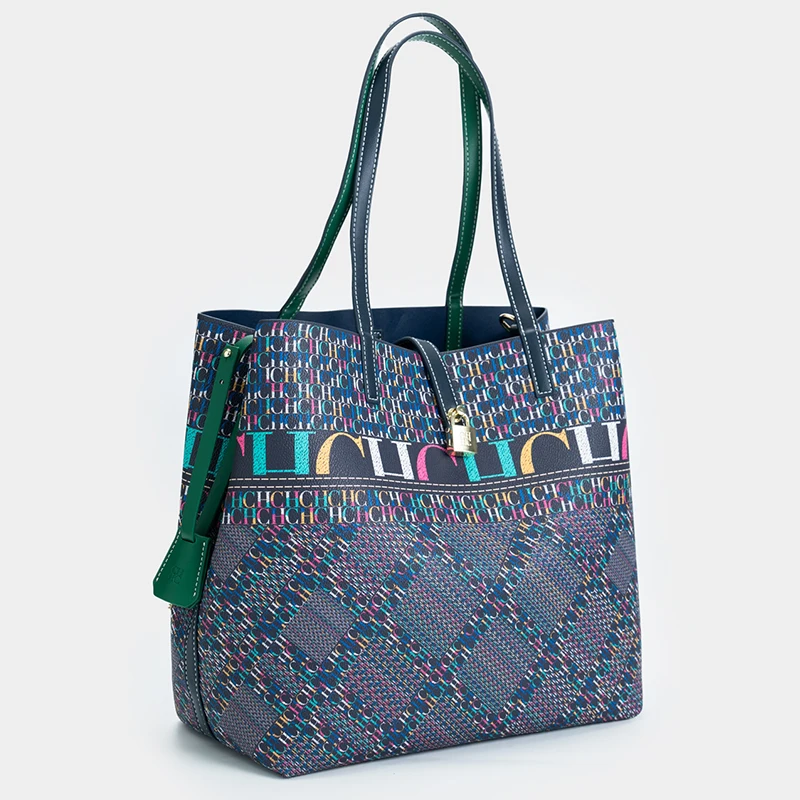 

CH Модная брендовая большая сумка Модная сумка с буквенным принтом и ромбовидным узором с замком Роскошный бренд 2025 Новая популярная женская сумка-ведро