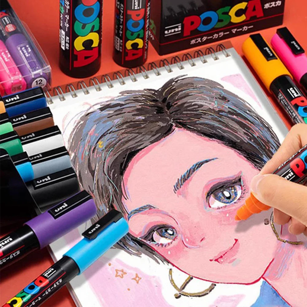 15 ألوان اليابان UNI POSCA مجموعة أقلام خطاط (ماركر) ، أكريليك بلومونز Rotuladores PC-5M البوب ملصق القلم/الكتابة على الجدران الإعلان الفن القرطاسية