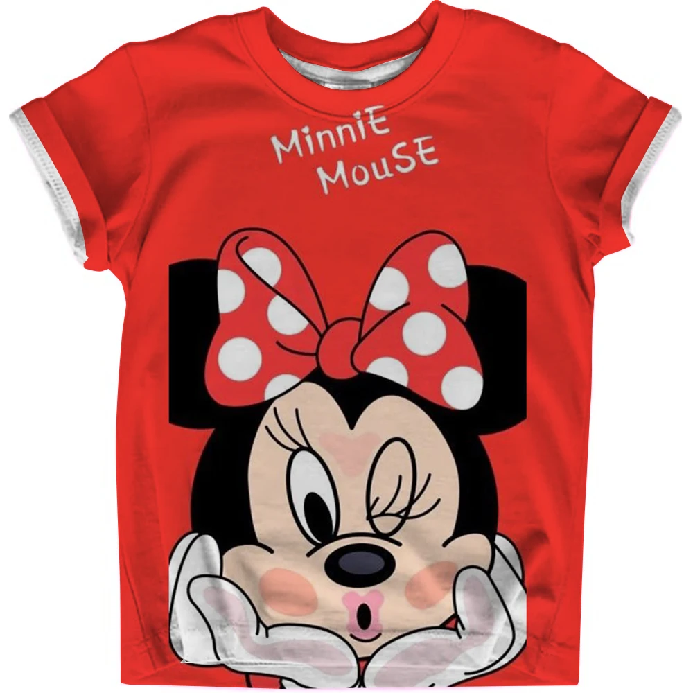 

Disney Mickey Mouse print Boys Girls Short Sleeve Tops Kids Tees Summer Clothing Loose Fashion Trendy Children's Wear T-shirt O-