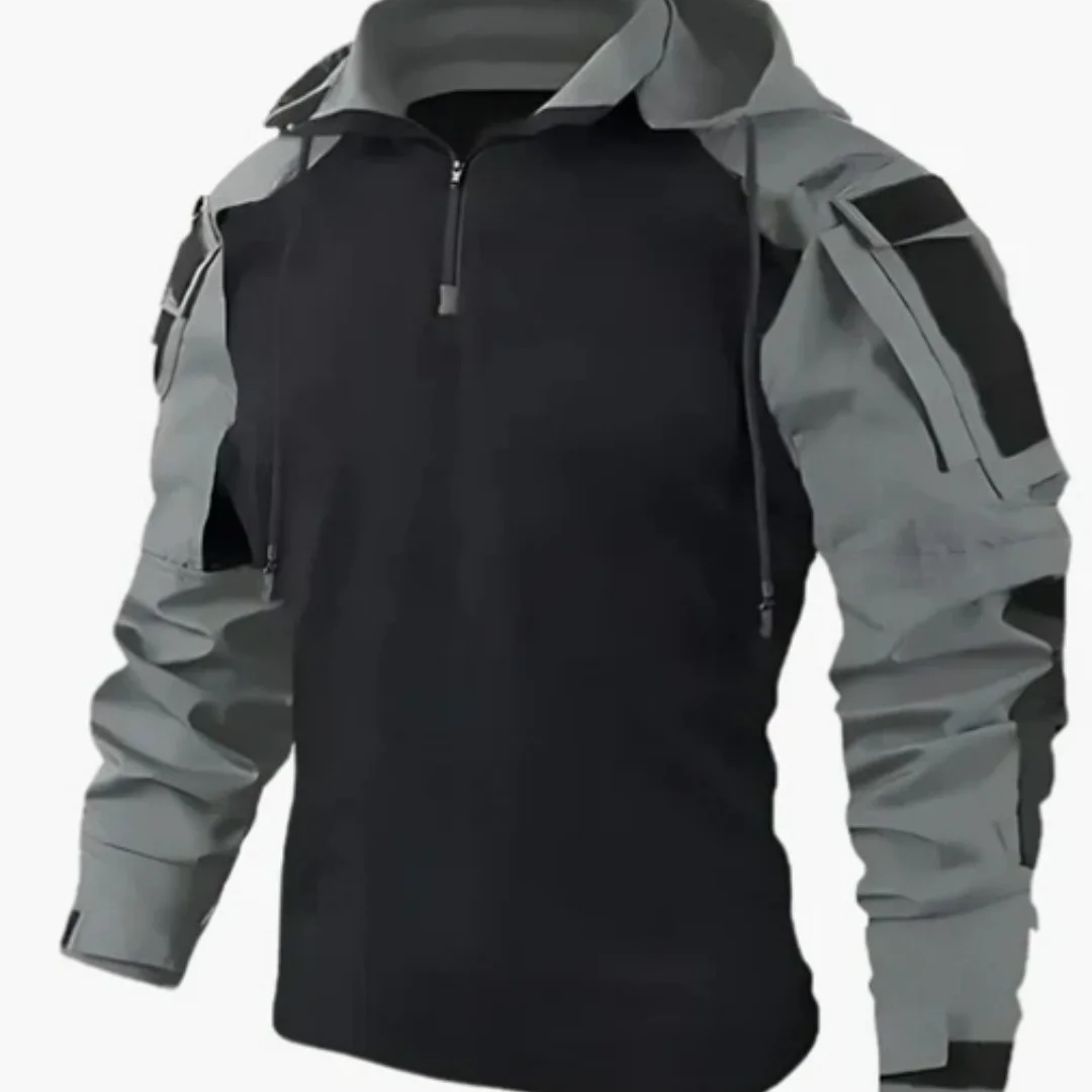 Outdoor Military Men Long Sleeve Breathable T-shirt Camo Hooded Quick-dry Treking Fishing Military Combat Pullover Tops Tees