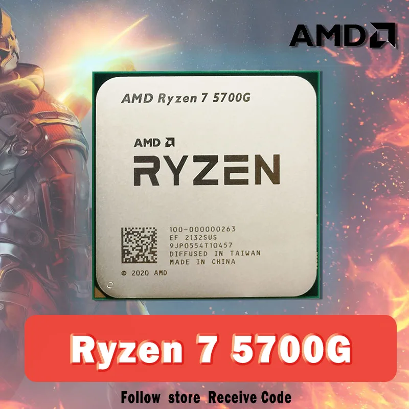 AMD Ryzen 7 5700G CPU R7 5700G Processor 3.8GHz 8-Core 16-Thread PCIE3.0 DDR4 ZEN3 65W Processor LGA AM4