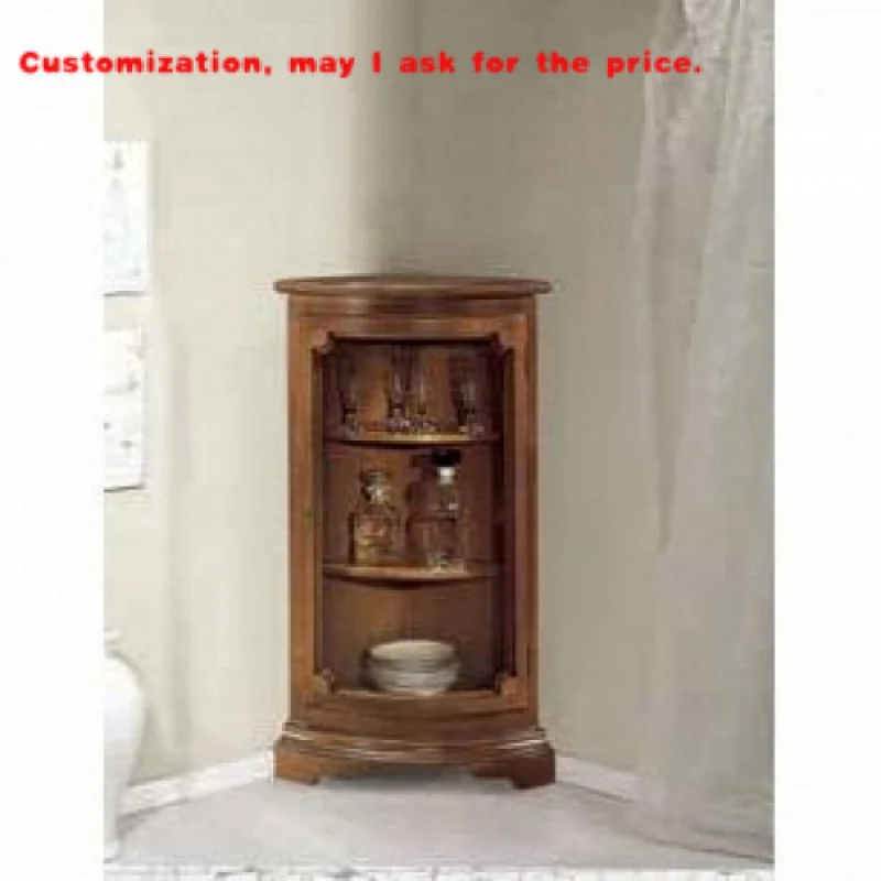 custom.Corner Showcase with 1 2 and Wood Shelves Display & China Cabinets